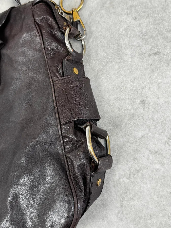 Yves Saint Laurent Brown Leather Bowling Handle Bag uTmQHJU 7