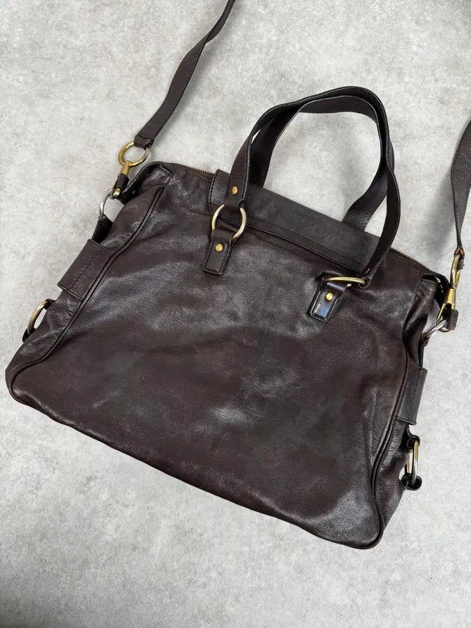 Yves Saint Laurent Brown Leather Bowling Handle Bag uTmQHJU 5