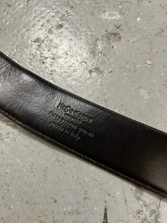Yves Saint Laurent Brown Leather Buckle Belt (OS) uqWpDKt 8