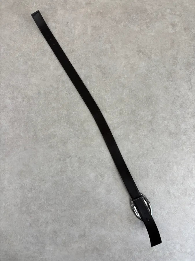 AW2003 Yves Saint Laurent Brown Leather Silver Buckle Belt KeYIMpv 7