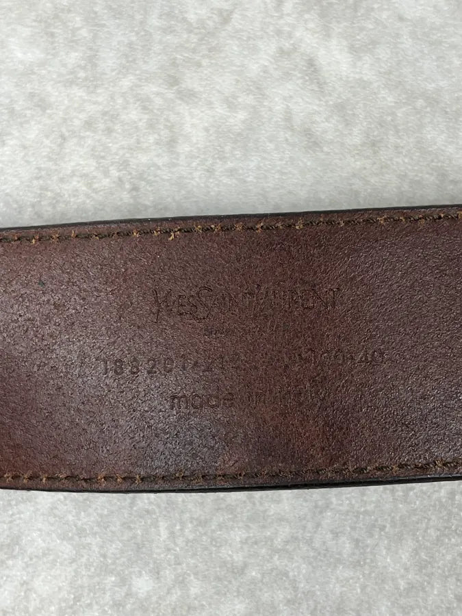 2000s Yves Saint Laurent Propaganda Brown Leather Logo Belt LTcmgXO 7