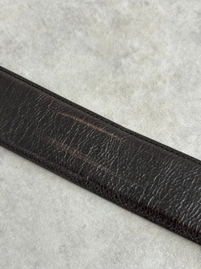 AW2003 Yves Saint Laurent Brown Leather Silver Buckle Belt KeYIMpv 10