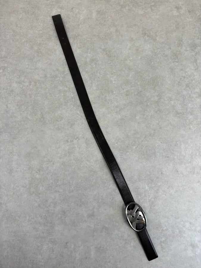 AW2003 Yves Saint Laurent Brown Leather Silver Buckle Belt KeYIMpv 6