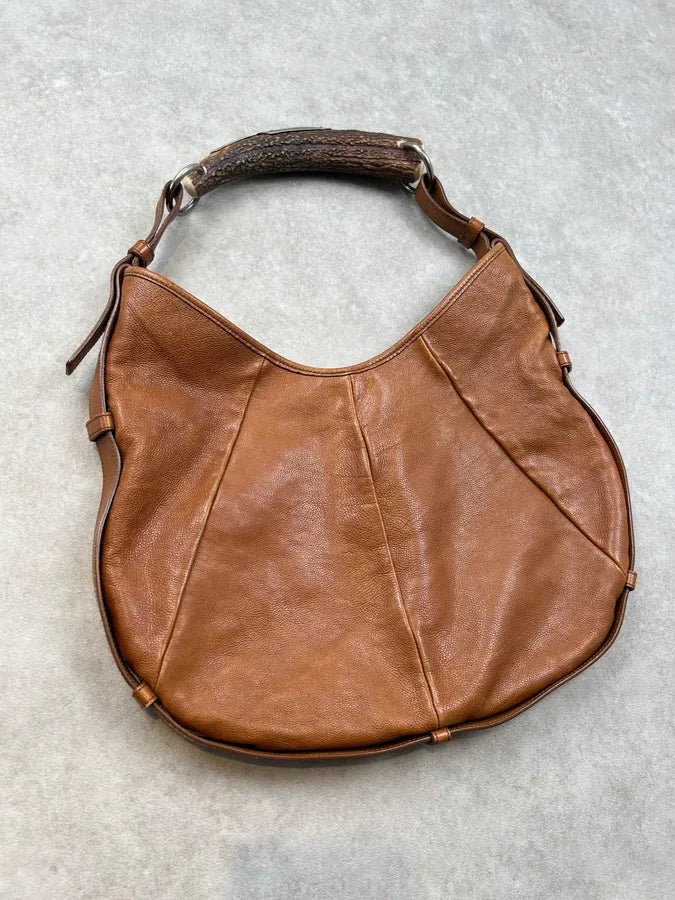 AW2002 Yves Saint Laurent Brown Leather Mombasa Shoulder Bag nNyNBsm 8