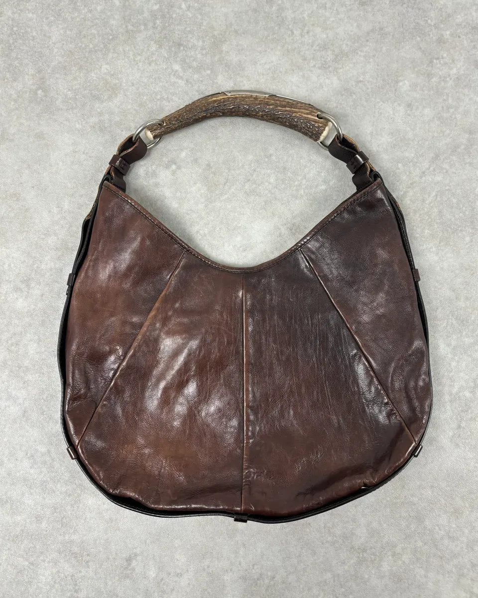 AW2002 Yves Saint Laurent Brown Leather Mombasa Shoulder Bag UnQcukd 0