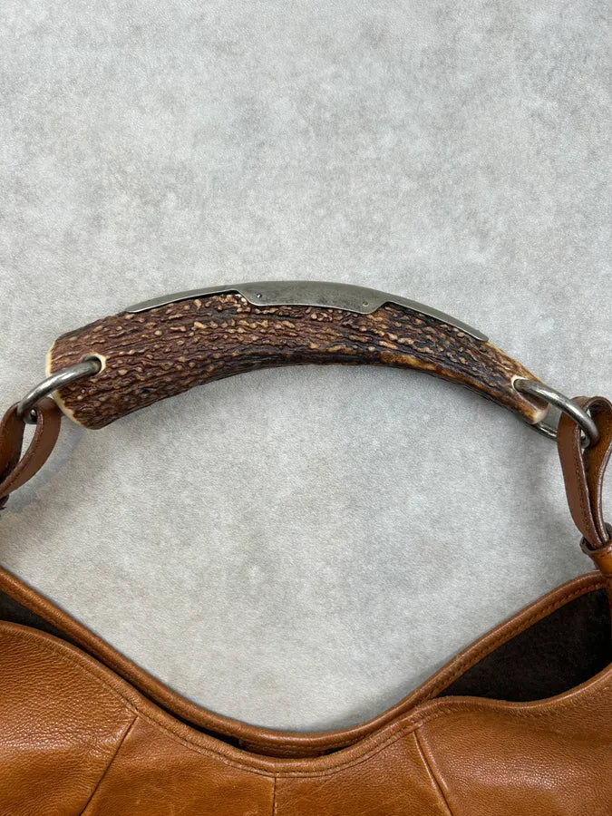 AW2002 Yves Saint Laurent Brown Leather Mombasa Shoulder Bag nNyNBsm 5