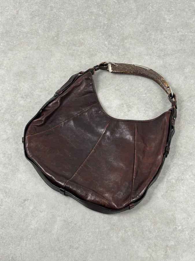 AW2002 Yves Saint Laurent Brown Leather Mombasa Shoulder Bag UnQcukd 8