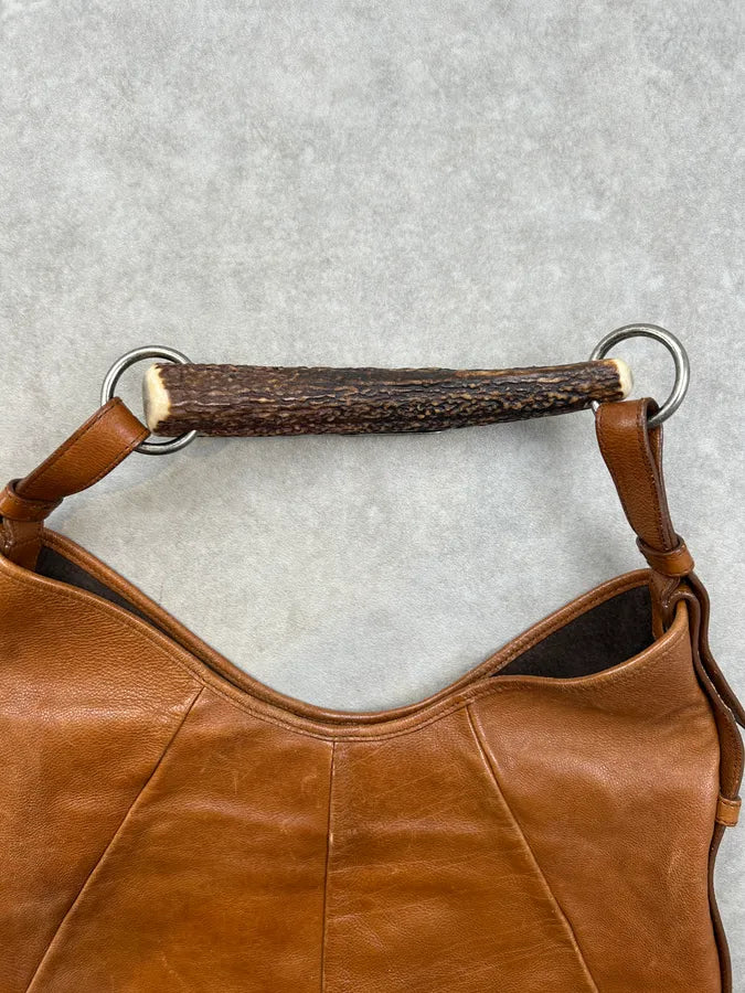 AW2002 Yves Saint Laurent Brown Leather Mombasa Shoulder Bag nNyNBsm 7