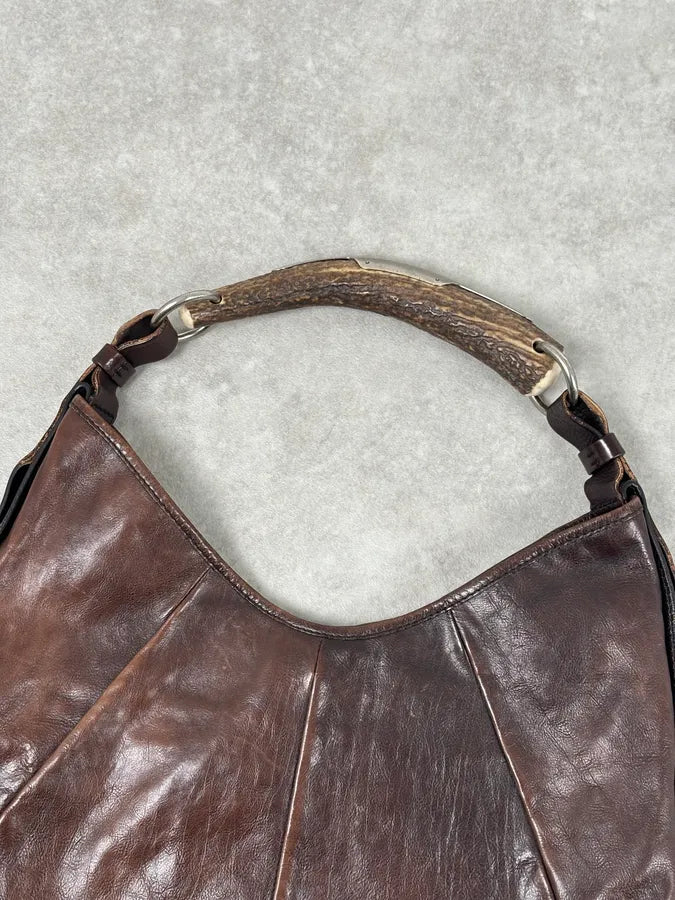 AW2002 Yves Saint Laurent Brown Leather Mombasa Shoulder Bag UnQcukd 3