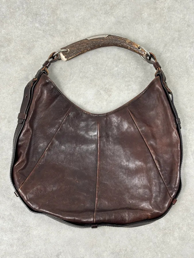 AW2002 Yves Saint Laurent Brown Leather Mombasa Shoulder Bag UnQcukd 7