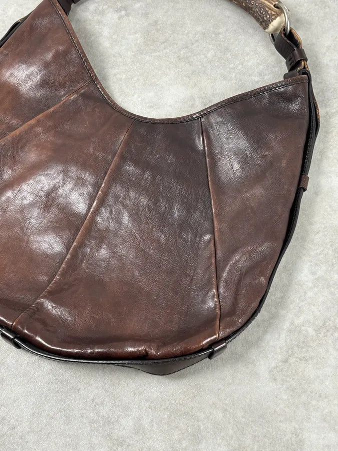 AW2002 Yves Saint Laurent Brown Leather Mombasa Shoulder Bag UnQcukd 4