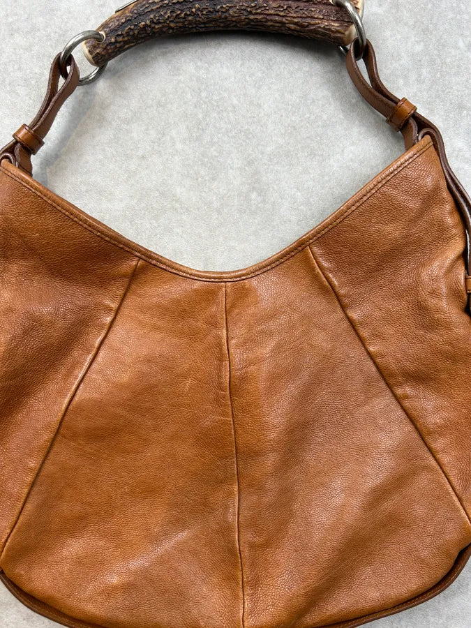 AW2002 Yves Saint Laurent Brown Leather Mombasa Shoulder Bag nNyNBsm 9