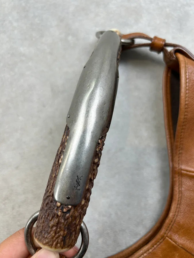 AW2002 Yves Saint Laurent Brown Leather Mombasa Shoulder Bag nNyNBsm 6