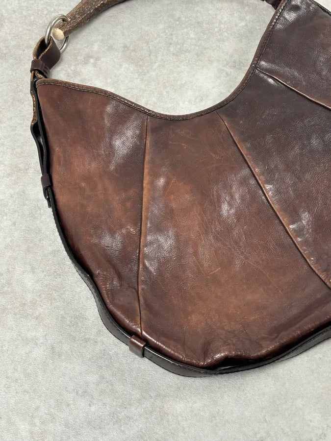 AW2002 Yves Saint Laurent Brown Leather Mombasa Shoulder Bag UnQcukd 5