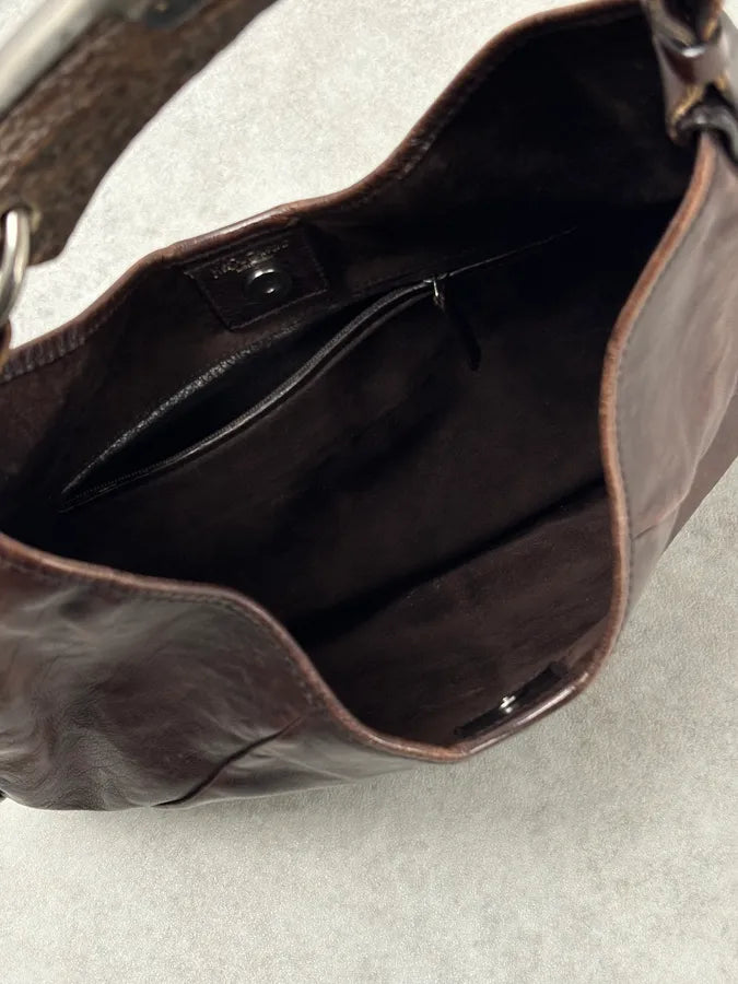 AW2002 Yves Saint Laurent Brown Leather Mombasa Shoulder Bag UnQcukd 12