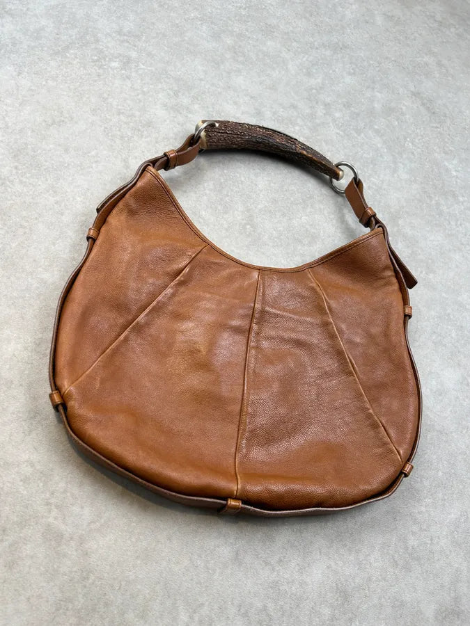AW2002 Yves Saint Laurent Brown Leather Mombasa Shoulder Bag nNyNBsm 4