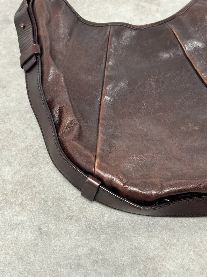 AW2002 Yves Saint Laurent Brown Leather Mombasa Shoulder Bag UnQcukd 9