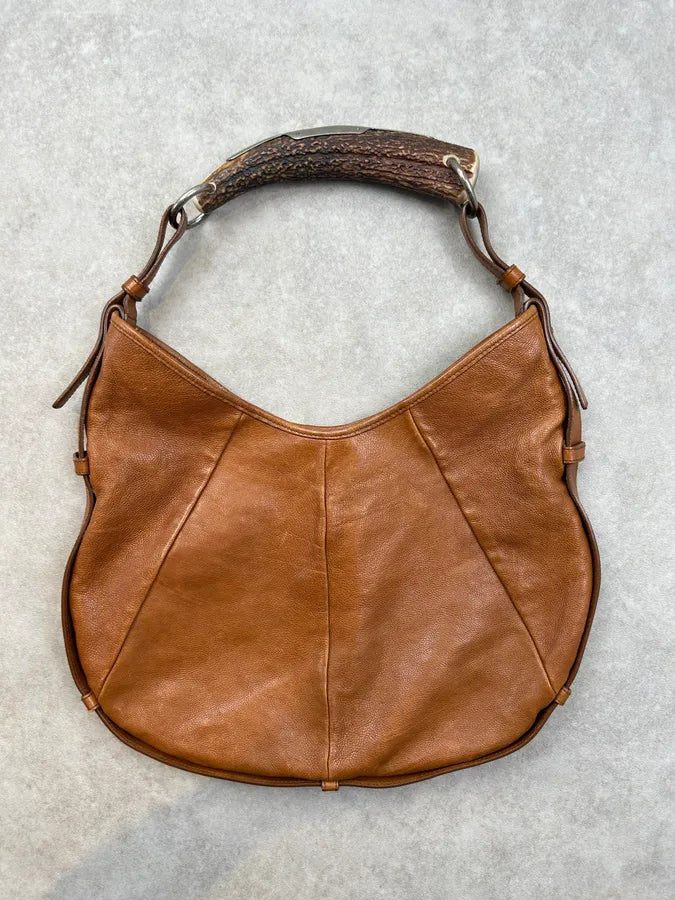 AW2002 Yves Saint Laurent Brown Leather Mombasa Shoulder Bag nNyNBsm 0