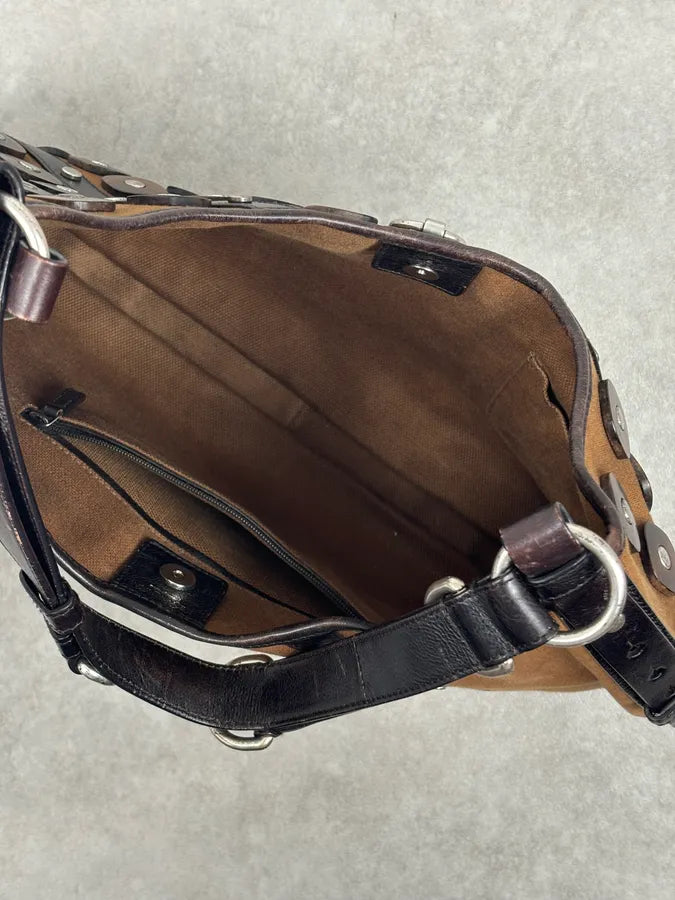 Yves Saint Laurent Brown Leather Wood Studded Shoulder Bag WOAXDRW 10