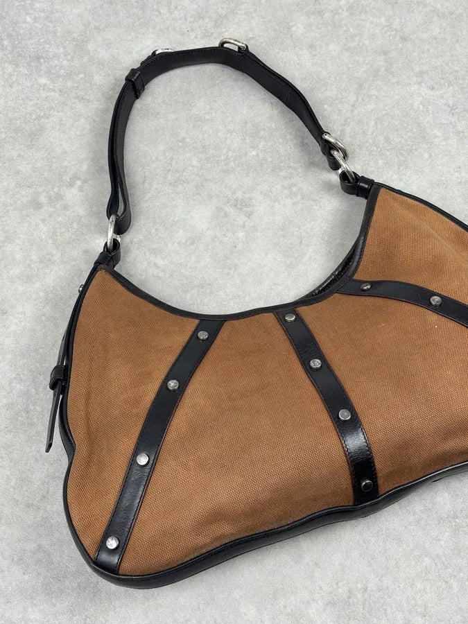 Yves Saint Laurent Brown Leather Wood Studded Shoulder Bag WOAXDRW 8