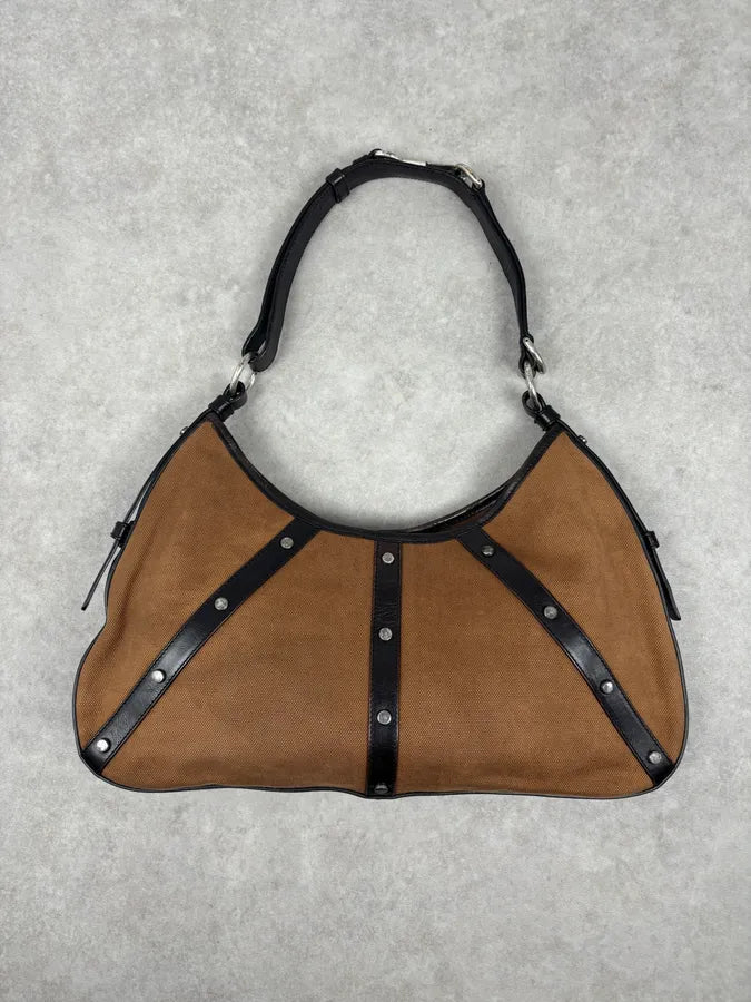 Yves Saint Laurent Brown Leather Wood Studded Shoulder Bag WOAXDRW 7
