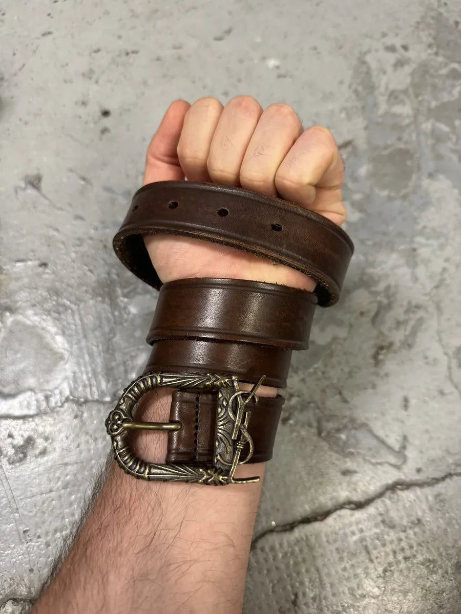 Yves Saint Laurent Brown Leather YSL Buckle Belt RLnADyI 0