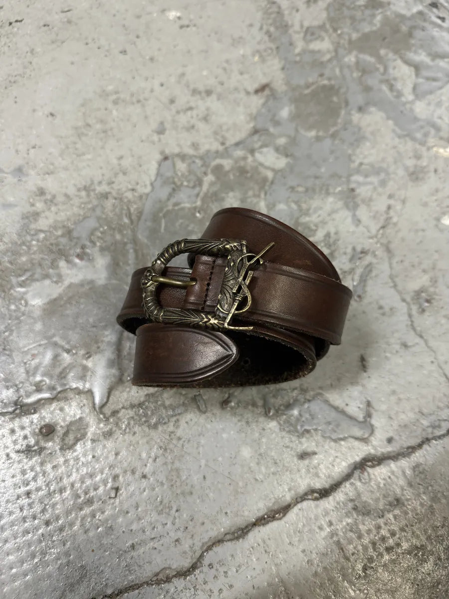 Yves Saint Laurent Brown Leather YSL Buckle Belt RLnADyI 7