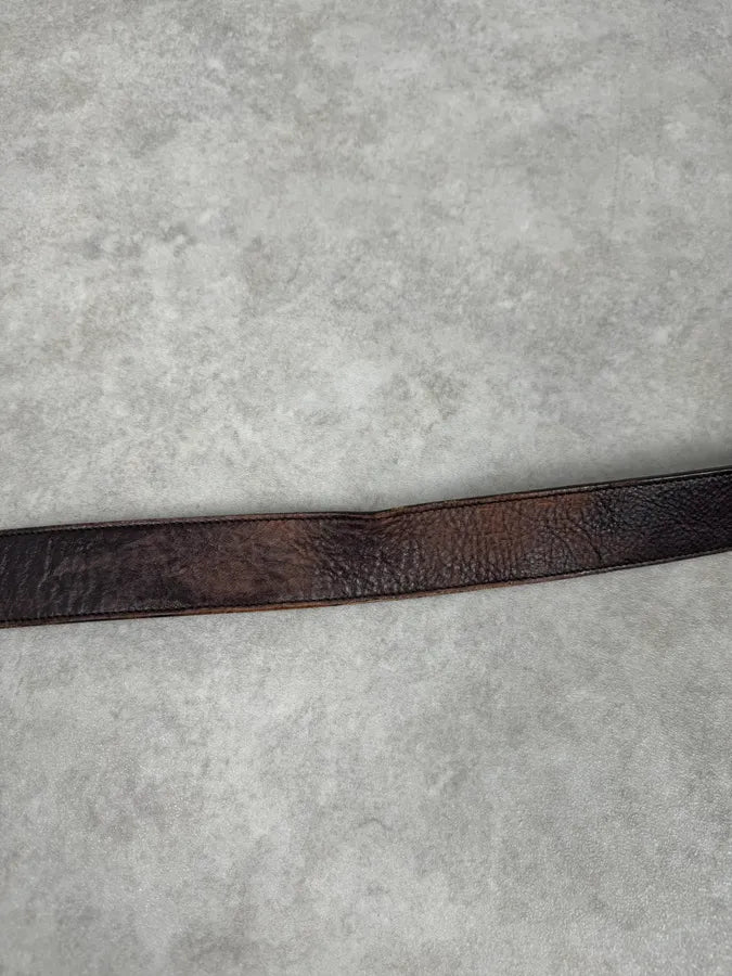 Yves Saint Laurent Brown Leather YSL Logo Belt bXtIXZt 5