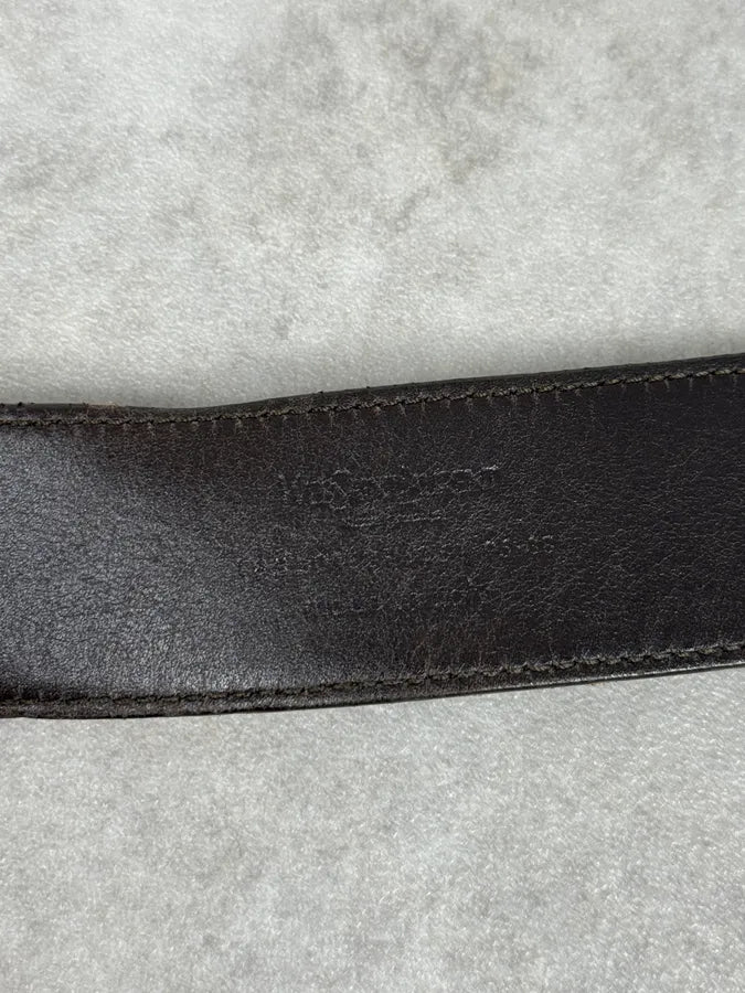 Yves Saint Laurent Brown Leather YSL Logo Belt bXtIXZt 6