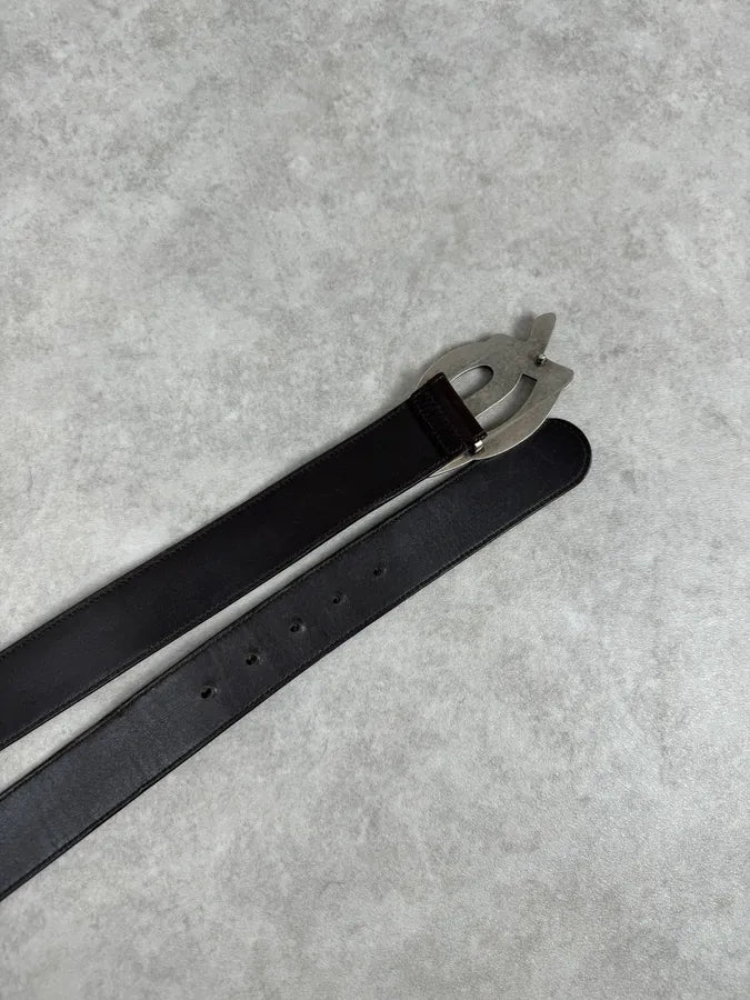 Yves Saint Laurent Brown Leather YSL Logo Belt bXtIXZt 3