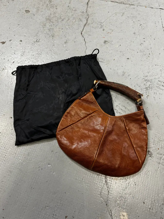AW2002 Yves Saint Laurent Brown Mini Mombasa Leather Handle Bag NFwoUhf 2