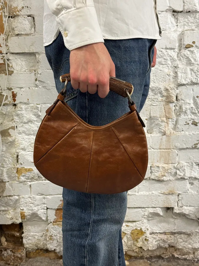 AW2002 Yves Saint Laurent Brown Mini Mombasa Leather Handle Bag NFwoUhf 1
