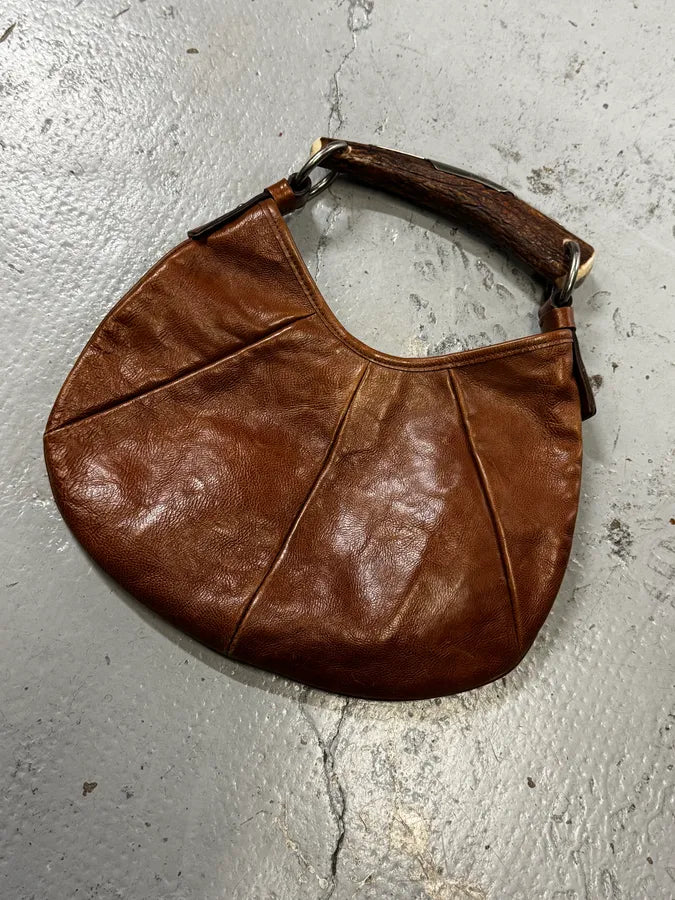 AW2002 Yves Saint Laurent Brown Mini Mombasa Leather Handle Bag NFwoUhf 5