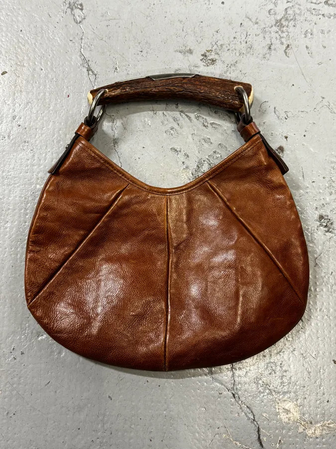 AW2002 Yves Saint Laurent Brown Mini Mombasa Leather Handle Bag NFwoUhf 0