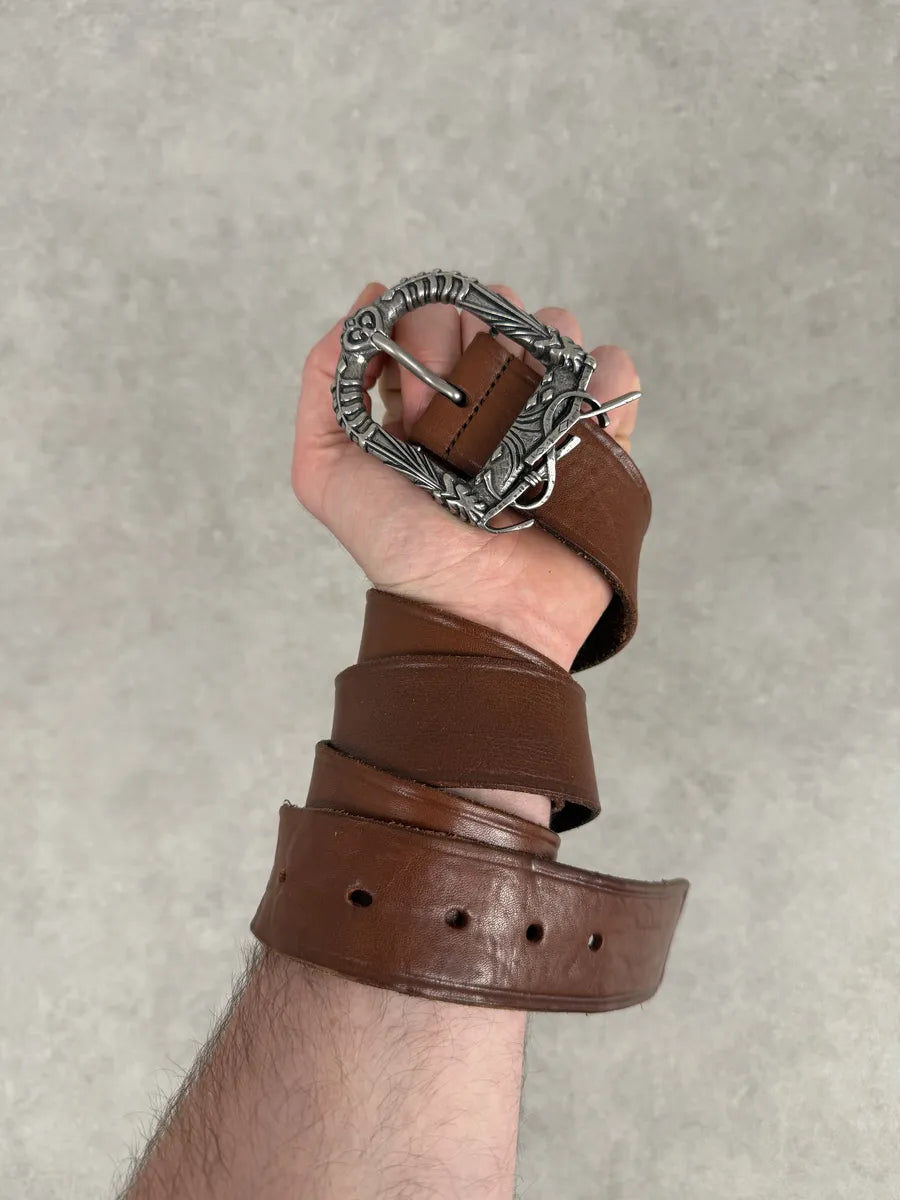 Yves Saint Laurent Brown Signature Leather Buckle Belt qRAYjZm 1