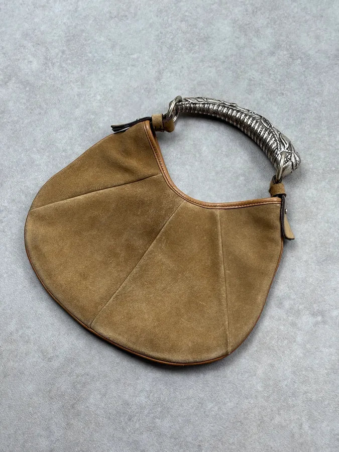 AW2002 Yves Saint Laurent Camel Suede Mombasa Shoulder Bag TiuTzAI 4