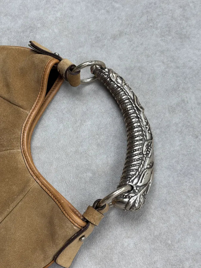 AW2002 Yves Saint Laurent Camel Suede Mombasa Shoulder Bag TiuTzAI 7