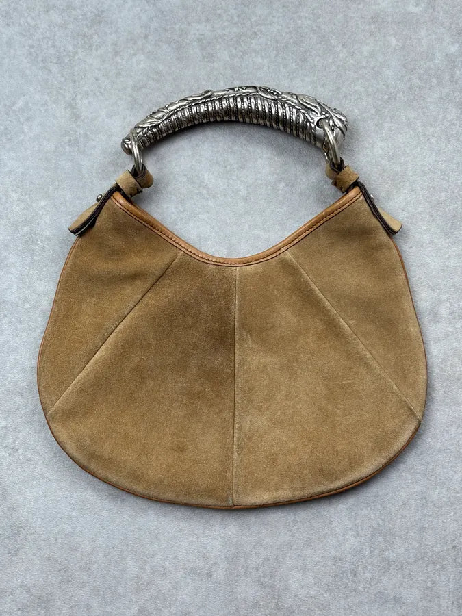 AW2002 Yves Saint Laurent Camel Suede Mombasa Shoulder Bag TiuTzAI 3