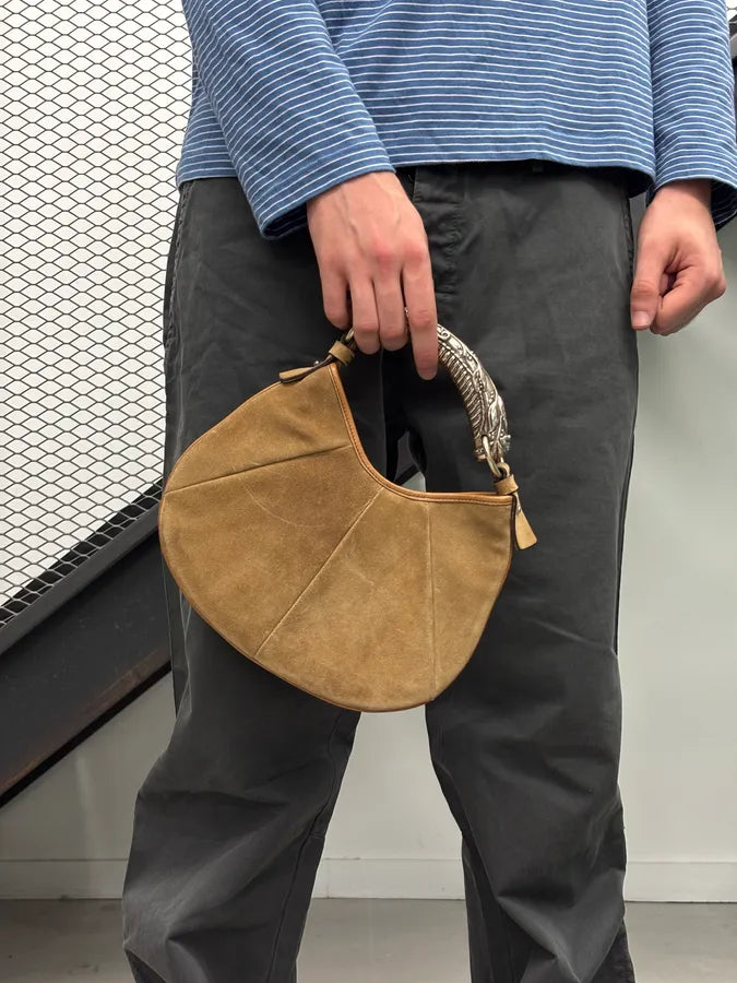 AW2002 Yves Saint Laurent Camel Suede Mombasa Shoulder Bag TiuTzAI 2