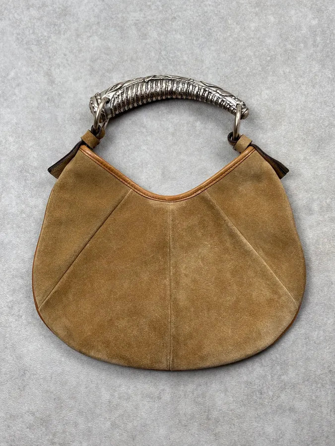 AW2002 Yves Saint Laurent Camel Suede Mombasa Shoulder Bag TiuTzAI 0