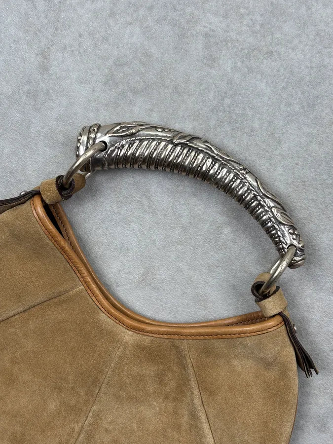AW2002 Yves Saint Laurent Camel Suede Mombasa Shoulder Bag TiuTzAI 9