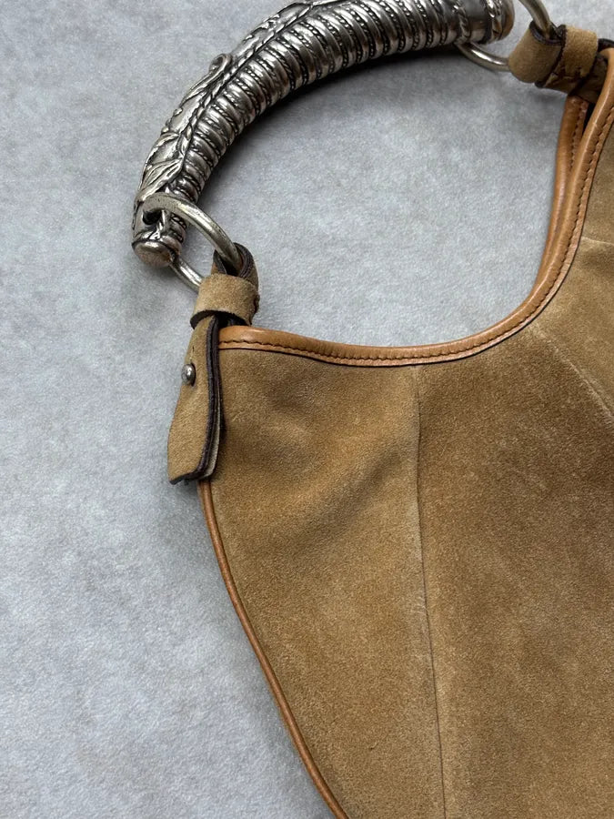 AW2002 Yves Saint Laurent Camel Suede Mombasa Shoulder Bag TiuTzAI 5