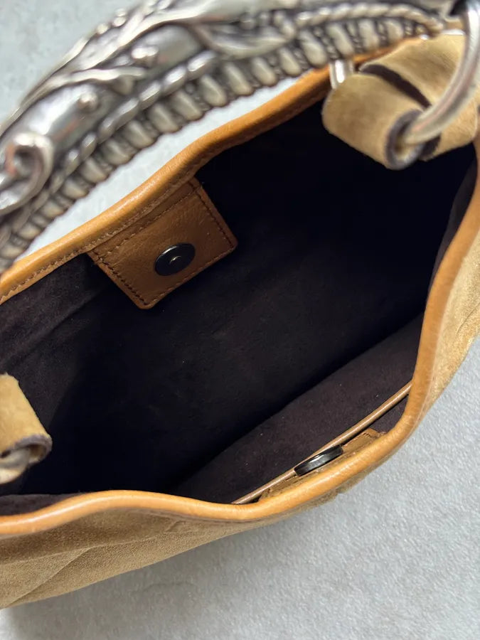 AW2002 Yves Saint Laurent Camel Suede Mombasa Shoulder Bag TiuTzAI 11