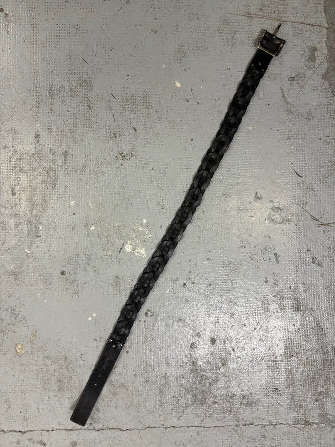 2000s Yves Saint Laurent Black Woven Effect Leather Belt Fhrufot 9