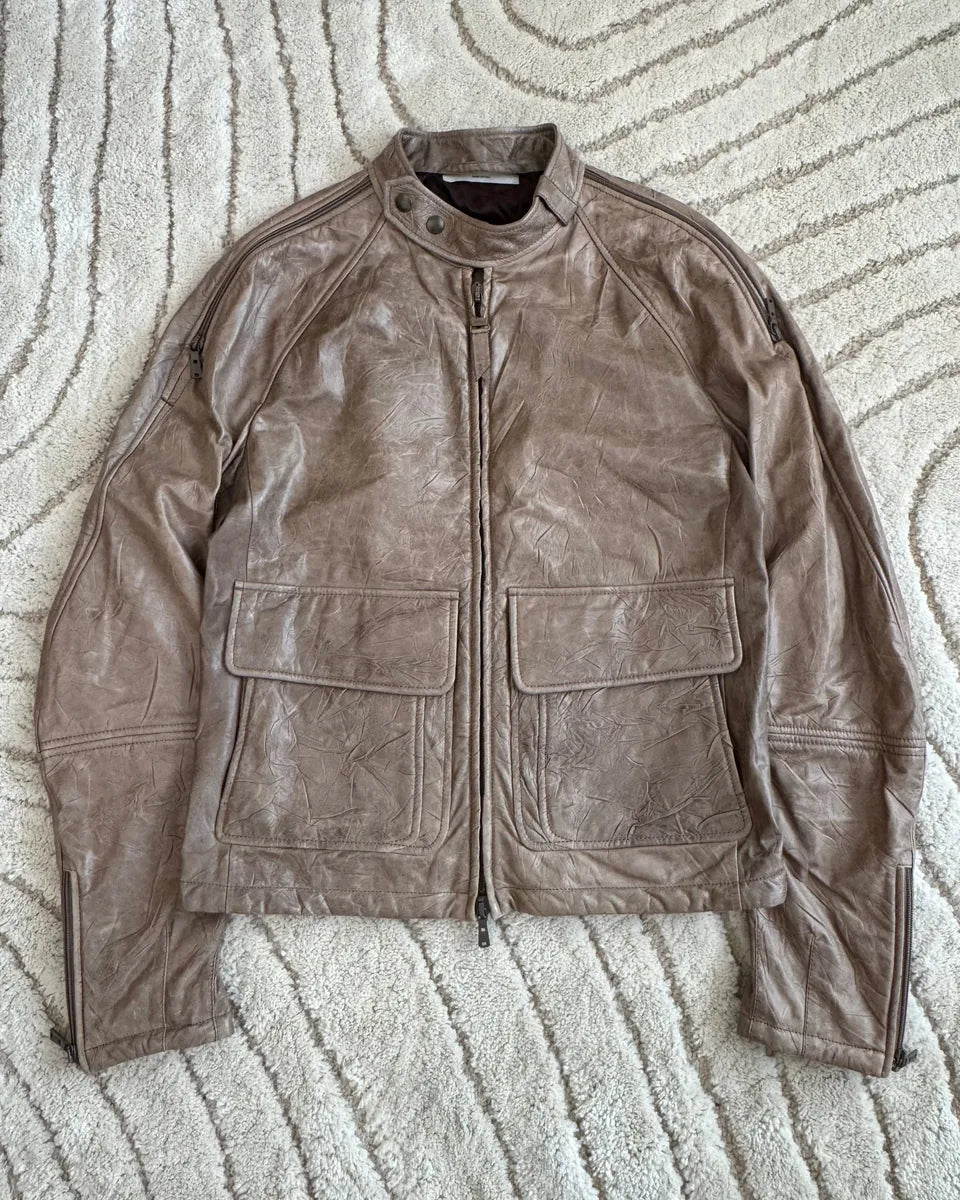 2000s Yves Saint Laurent Cafe Racer Leather Jacket by Stefano Pilati CjlyLVg 1