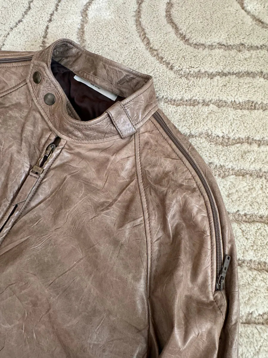 2000s Yves Saint Laurent Cafe Racer Leather Jacket by Stefano Pilati CjlyLVg 9