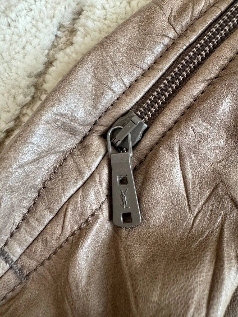 2000s Yves Saint Laurent Cafe Racer Leather Jacket by Stefano Pilati CjlyLVg 10