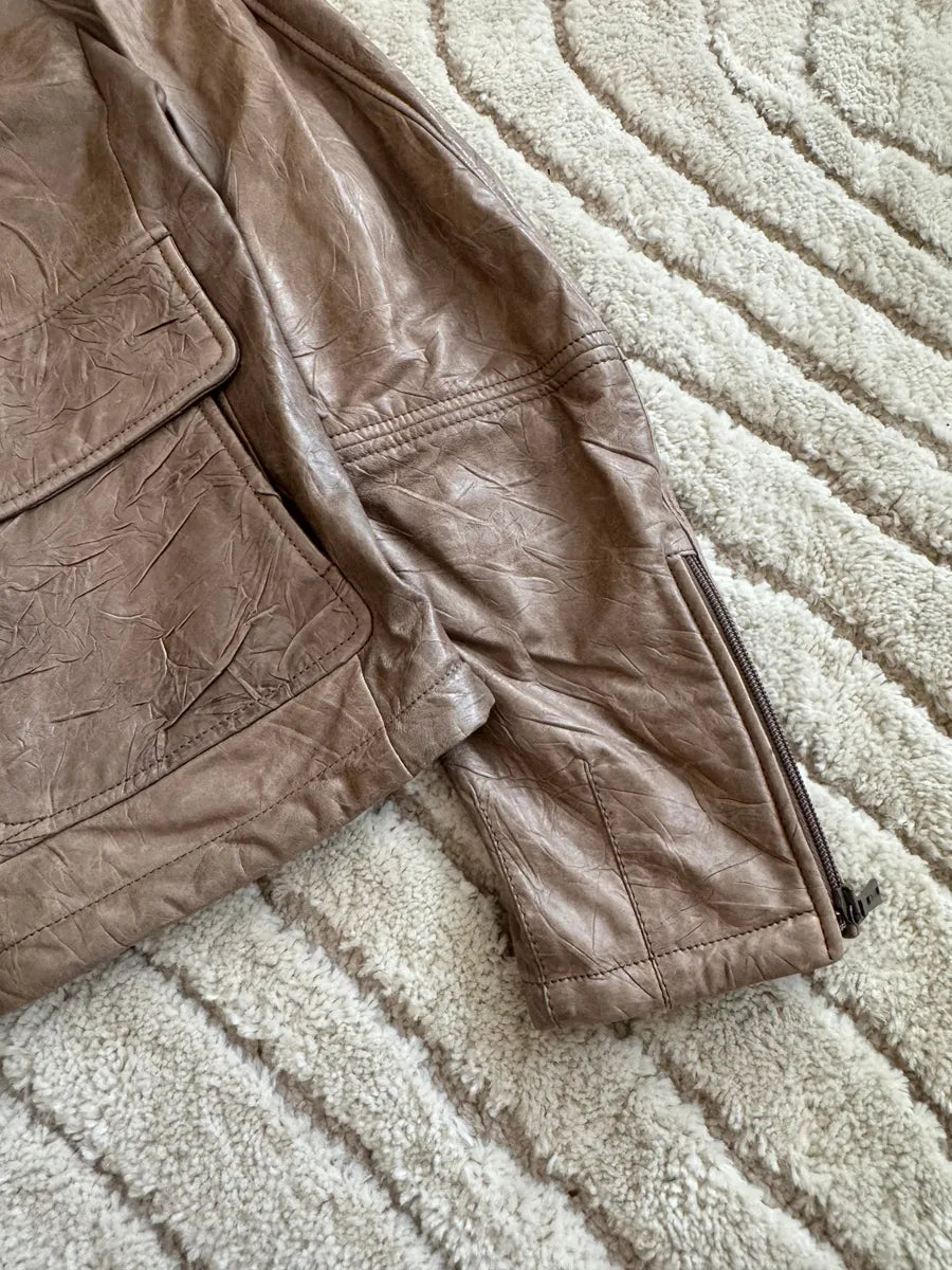 2000s Yves Saint Laurent Cafe Racer Leather Jacket by Stefano Pilati CjlyLVg 3