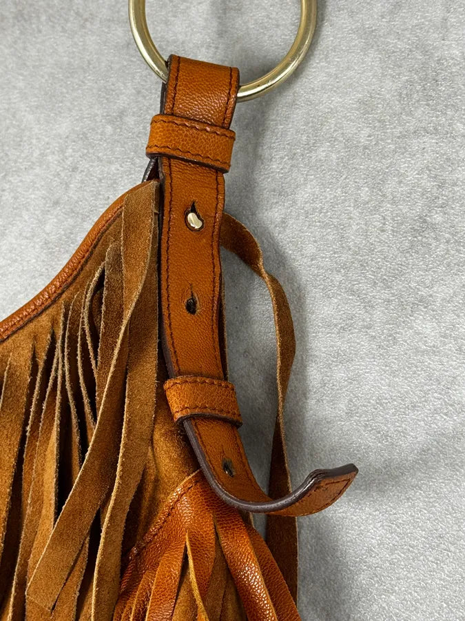 Yves Saint Laurent Camel Golden Circles & Fringes Suede Bag ppjsFeA 8