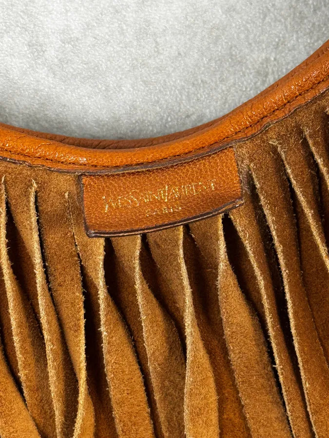 Yves Saint Laurent Camel Golden Circles & Fringes Suede Bag ppjsFeA 9